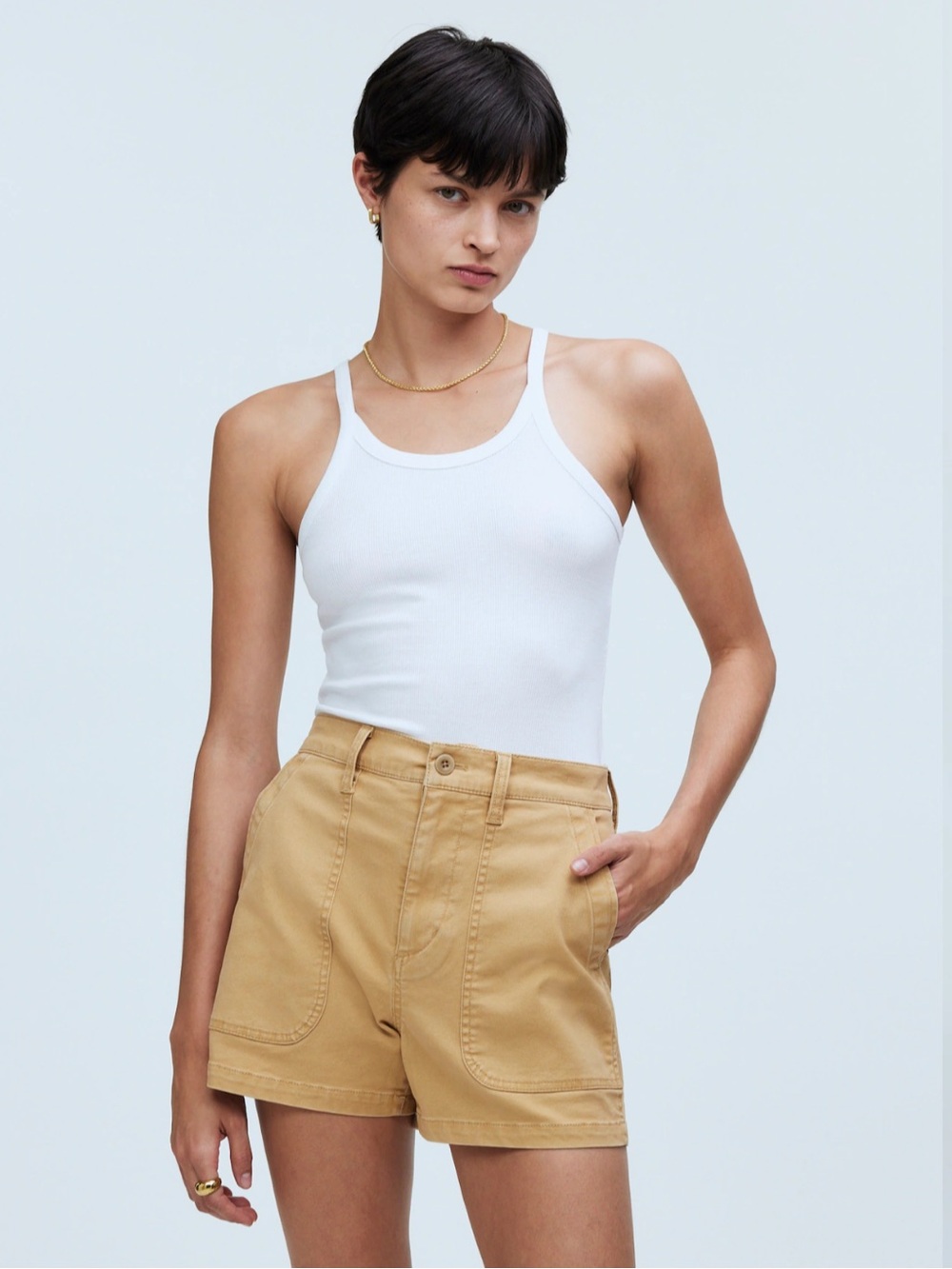 Madewell The Perfect Vintage Fatigue Short in Dried Straw sz 25 Comfort Stretch